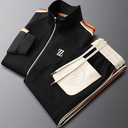 Men's Dark Brown Tracksuit in Black