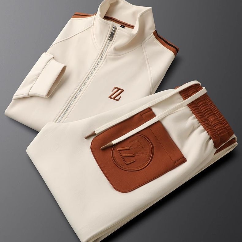 Men's Dark Brown Tracksuit in Apricot